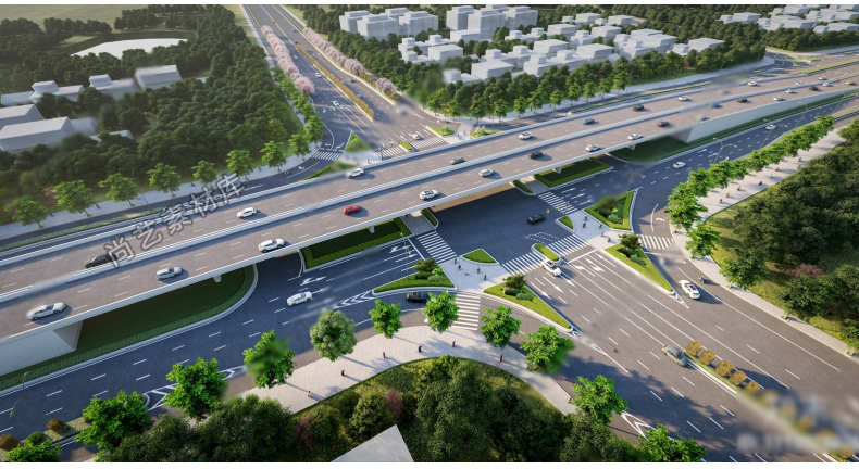 图片[5]-现代风格立交桥高架桥高速公路SU模型环形高架桥道路桥梁剖面模型-cg男孩