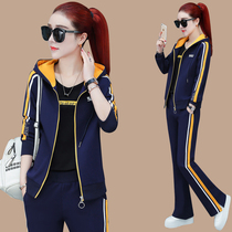 Schuresistant Broadlegged Pants Sports Suit Women Spring Autumn Three Sets Loose Casual Lianhood Clothing Fashion Sportswear