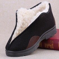 Old Beijing cloth shoes cotton shoes male pure wool thickened warm winter middle-aged and elderly northeast big cotton boots old shoes grandfather