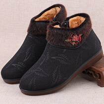 Old Beijing cloth shoes womens winter cotton shoes plus velvet cotton non-slip soft mother shoes High Old man grandmother warm shoes