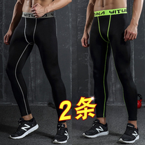 Autumn and winter sports leggings mens fitness clothing suit Summer thin section high stretch plus velvet running training basketball leggings