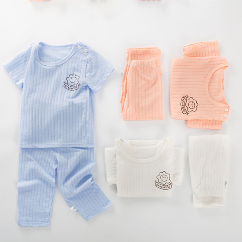 AINI儿童夏季短袖薄款纯棉家居服套装男童女童小童宝宝睡衣空调服