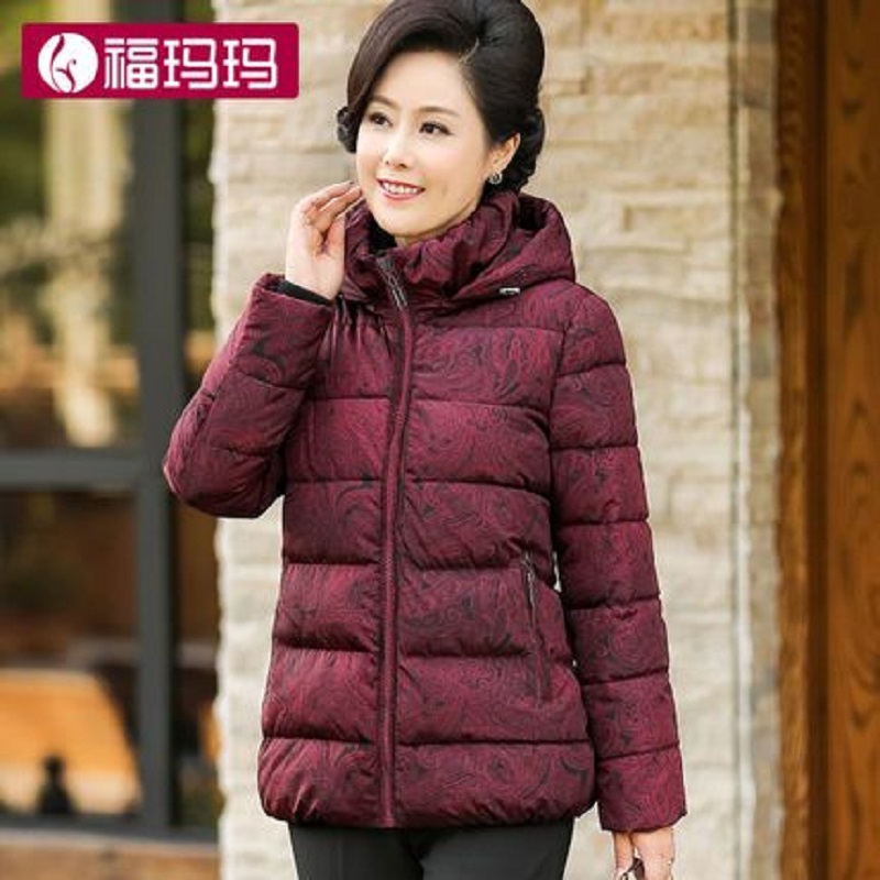 福玛玛2019棉服妈妈装棉衣短款中老年女装花棉袄女奶奶装加厚