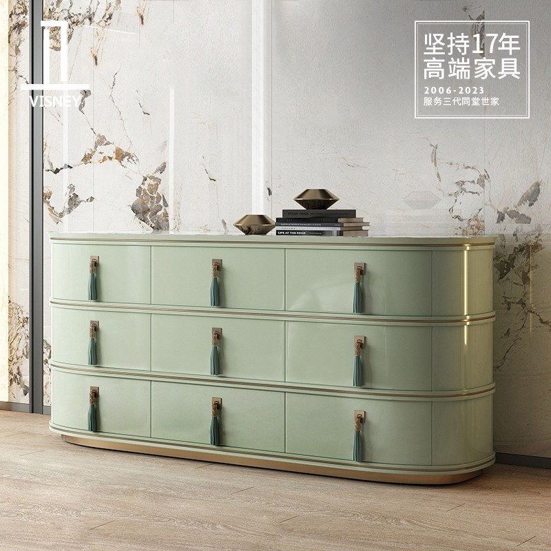 Wei Poet Brody Light Luxury Marble TV Cabinet Modern minimalist high - end solid wood locker L4B