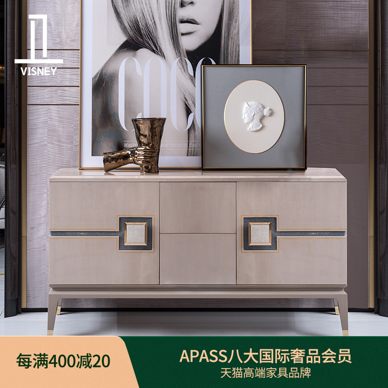 The Western-style modern light lavish solid wood TV cabinet European-style minimis rely on the wall side cabinet containing cabinet furniture combination C10