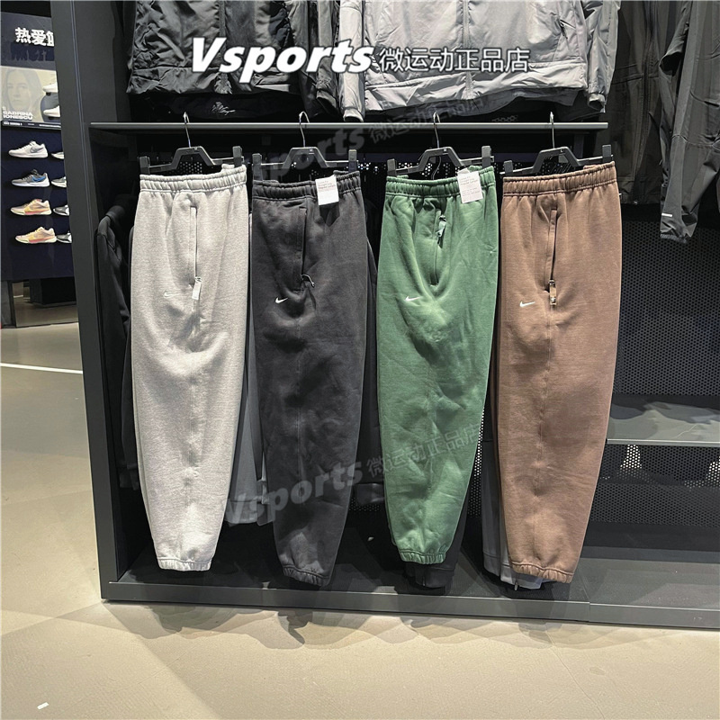 Authentic Nike Men's Pants 2023 Autumn and Winter Fleece-Lined Training Sports Jogger Pants with Small Hook Cuffs Dx1365-010-237