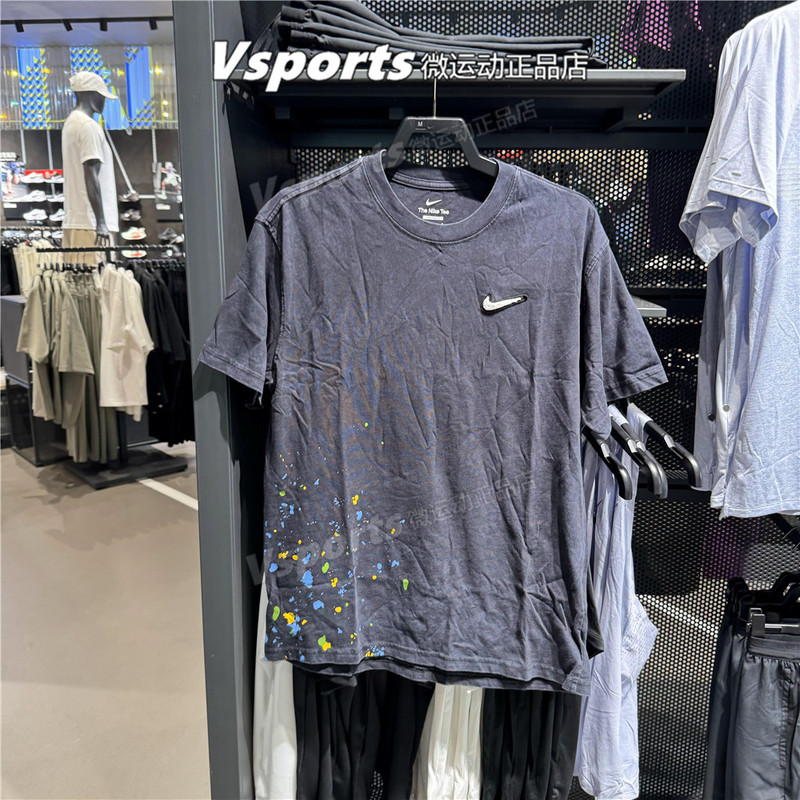 Nike Short-Sleeved Men's 2025 Summer New Sports Loose Basketball Round Neck Pure Cotton T-Shirt Hv1672-441-010