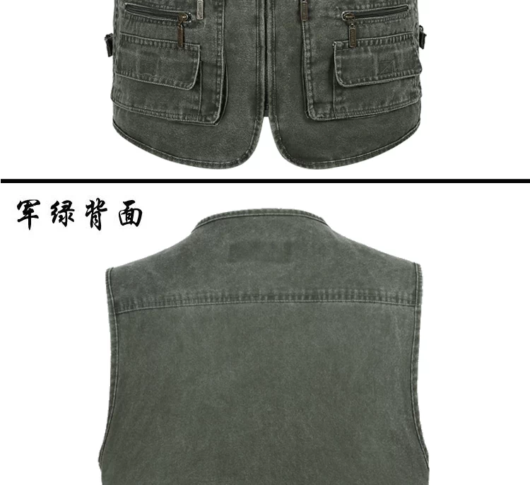 Áo vest nam ngoài trời cho người trung niên và người già mùa xuân và mùa thu bằng vải cotton cộng với phân bón XL cha nhiều túi mỡ vai