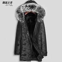 New Haining Parker clothing mens medium-long mink liner coat fur one-piece fox fur collar fur coat winter