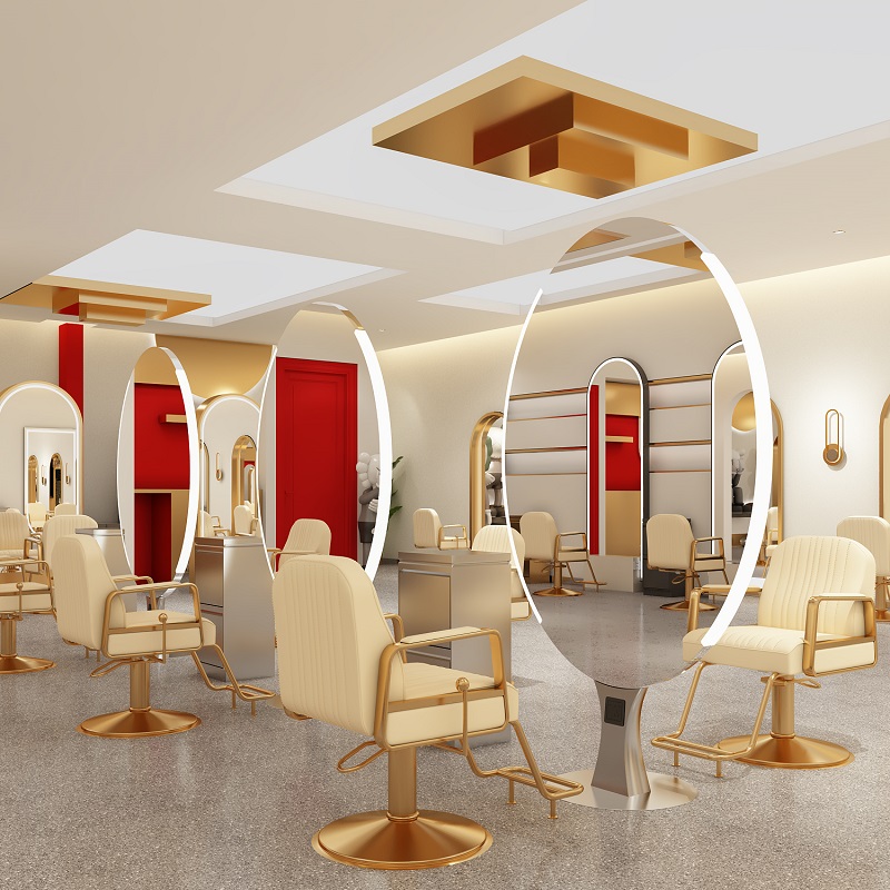 Net red new hair bar shop simple hair mirror hair gallery special hair cutting mirror stainless steel double-sided hair salon floor mirror