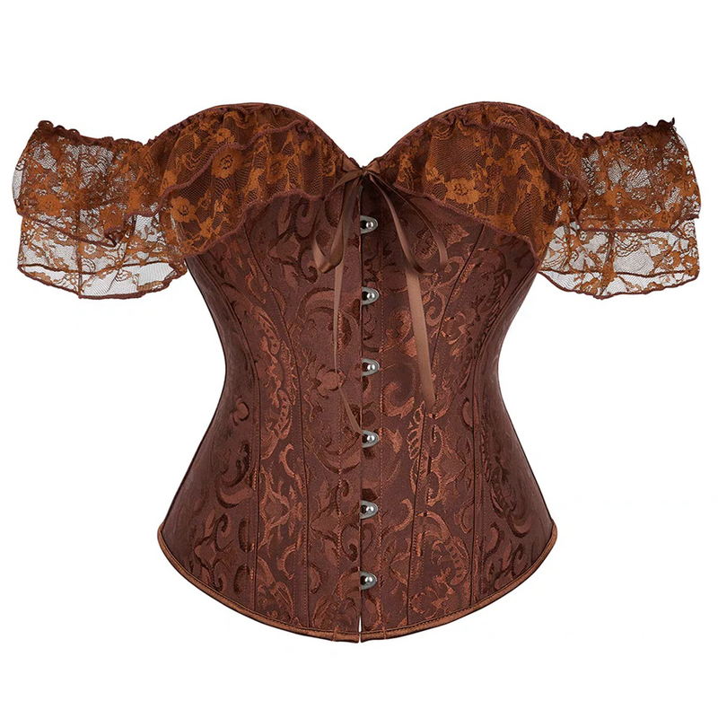 Gothic Girl Halloween Hottie Lace Patchwork Corset Strap Top Dark Sexy Off-Shoulder Tube Top
