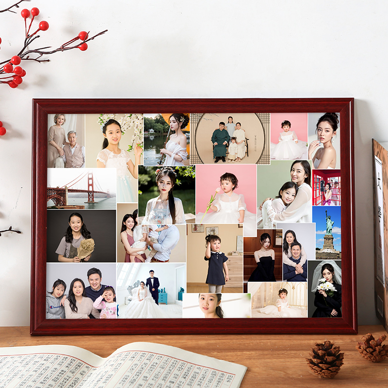 Vintage Retro Photo Frame for Wall Hanging, 80S Family Multiple Photo Frame, Commemorative Empty Frame, Rural Family Portrait Frame