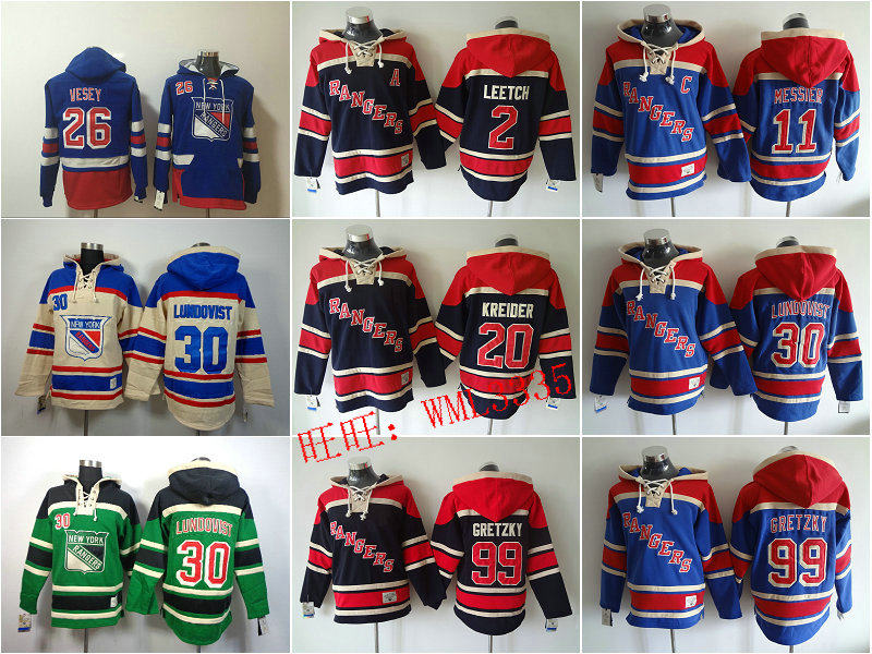 New York Rangers Custom Sweatshirt Lundqvist Gretzky Hoodies