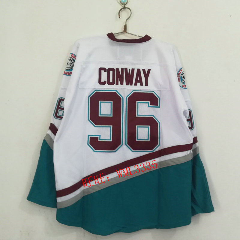 Special Clearance Giant Duck Hockey Suit White Duck 96# Charlie Conway Jersey LOGO dyed