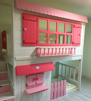 Solid wood children bunk bed multi-function bunk bed bunk bed a bunk bed as well as pillow princess castle hua ti chuang