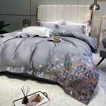 ISSZ light luxury style 100 long staple cotton cotton cotton four-piece cotton embroidery simple bedding sheet quilt cover