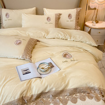 Winter light luxury coral velvet four-piece set of Falejalus quilt cover flannel plush sheets Simple solid color milk velvet winter