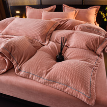 Waffle Flannel Four-Piece Winter Milk Velvet Bed Hats Coral Velvet quilt cover Sheets Bedding Double-faced Velvet