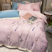 ISSZ60 Cotton Four Piece Set 100 Cotton Sheets quilt cover Bed Hats Spring and Autumn Four Seasons General Bedding 4