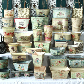 Iron flower pot pastoral style antique succulent flower pot