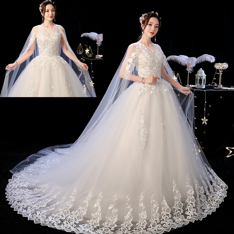Wedding dress 2023 new drag - tail bride wedding dress dream of superfantastic little fantasy shoulder