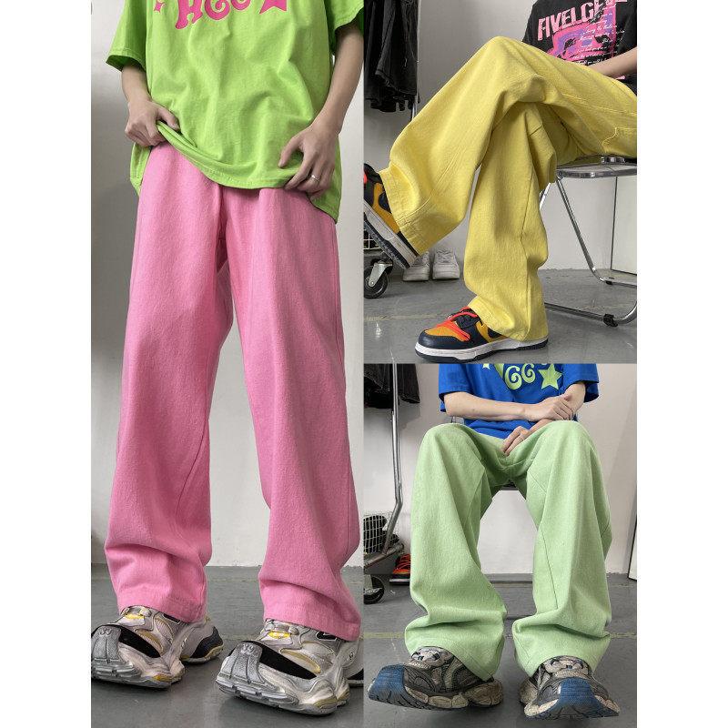 20225 New Dopamine Straight-Leg Loose Jeans for Men, Versatile American-Style Colorful Casual Wide-Leg Long Pants