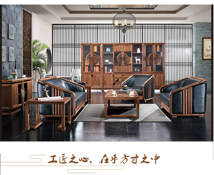 Bàn gỗ nguyên khối kiểu Trung Quốc mới, bàn giám đốc, bàn sếp, bàn ghế tổng thống đơn giản và hiện đại, tùy chỉnh nội thất văn phòng - Nội thất văn phòng