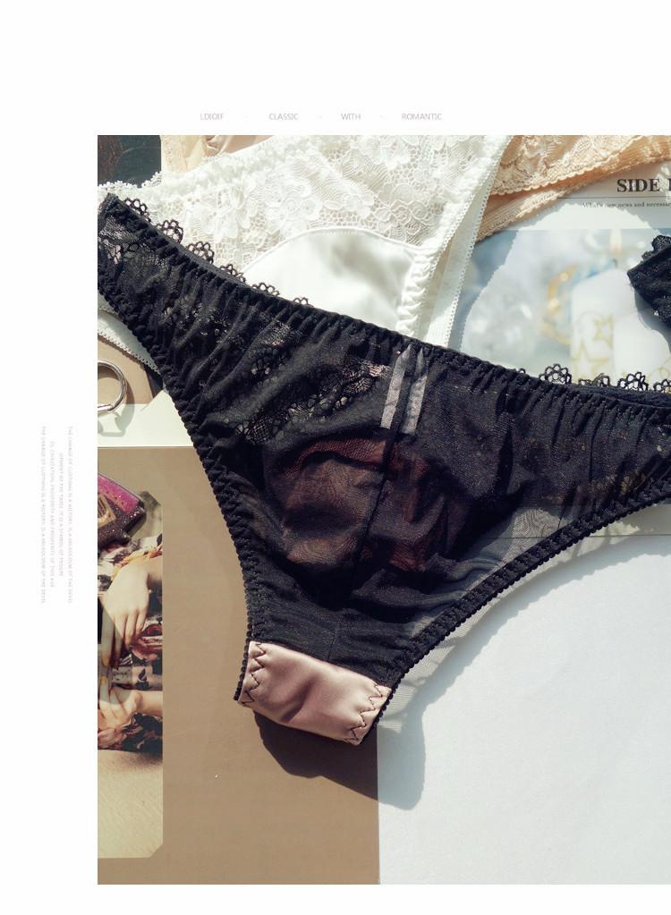 Thong nữ cảm giác t quần rỗng cám dỗ rỗng ren sao mô phỏng lụa thấp eo tam giác đồ lót phụ nữ quần lót su