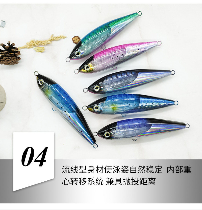 Дорожные суб- приманки bassking 水面铅笔175mm/92g狂鳞 浮水路亚饵深海船钓假饵金枪饵