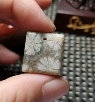 Puyu workshop natural coral jade pendant sweater chain ice seed original stone square brand safe buckle scattered beads can be carved ornaments