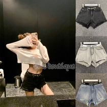 Andrea Martin genuine authorized spring and summer new fashion multi-color printed denim raw casual shorts