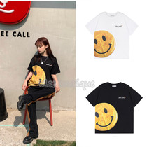 Yang Chaoyue The same Alexia Sandra two-color rainbow smiley face short-sleeved T-shirt womens loose ins round neck Tee