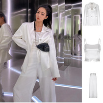 THREE QUARTERS 20AW new product acetate satin large version suit with waistcoat high waist and western pants