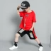 . Mùa hè bé trai bộ đồ bông tinh khiết ngắn tay mẫu giáo ngày hè trẻ em hip-hop phong cách hip-hop jazz dance trang phục - Trang phục Trang phục