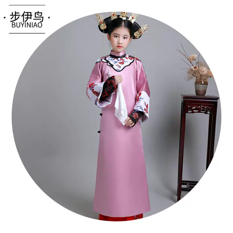 Trang phục cô gái trẻ em hoàng thiếp trang phục studio ảnh hoàng hậu cờ váy tân cung công chúa triều Thanh biểu diễn đầy đủ Hàn Quốc - Trang phục