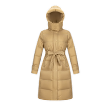 Ailai Down Jacket Womens 2023 New Popular Fashion Hooded Mid-Length Waist Duck Down Thickened Jacket Winter