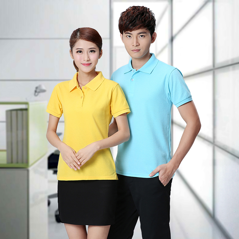 Quần áo công sở Áo thun nam và nữ in ngắn tay in họa tiết ve áo mùa hè cotton chì polo yếm tùy chỉnh logo màn hình lụa áo thun nam uniqlo