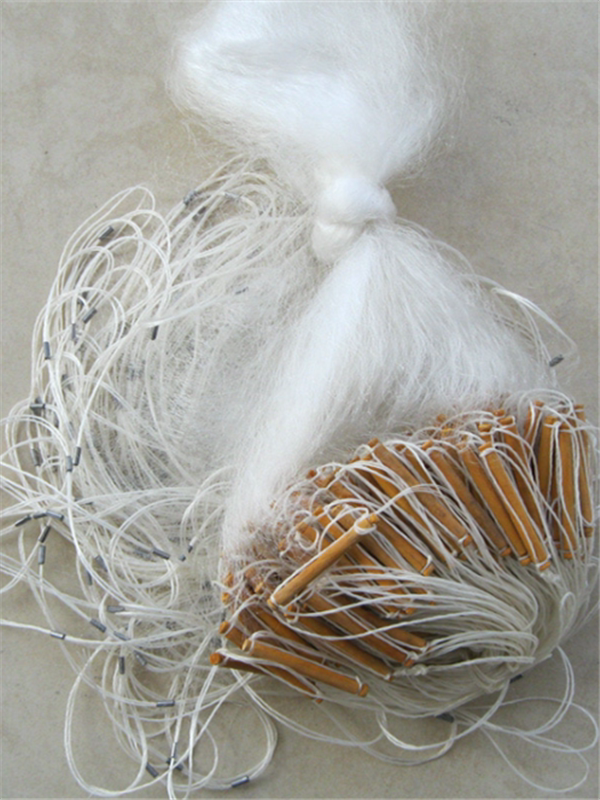 Single layer and half finger a finger of wood foam fishing net hanging subnet sticky web white strip mesh river network small fish web with small mesh sleeve