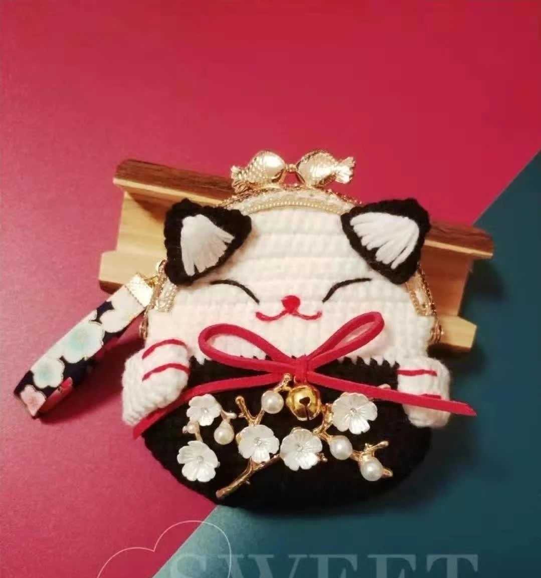 Lucky cat mouth gold bag material bag
