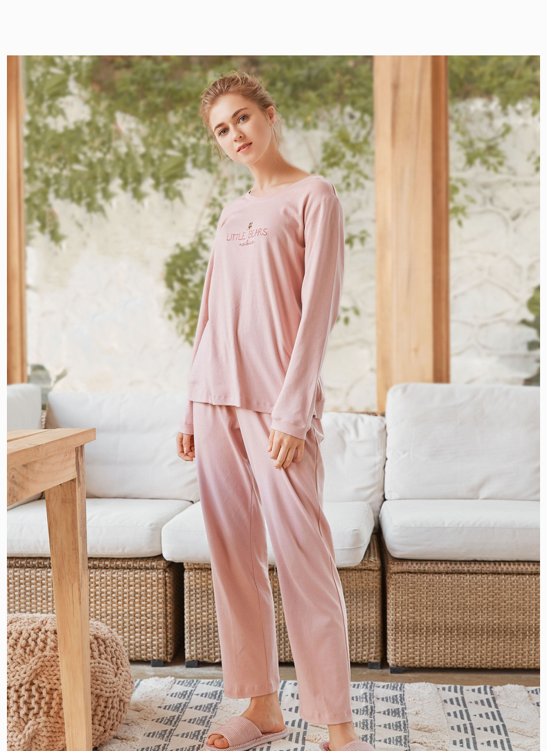 American tiêu chuẩn 2018 mùa thu và mùa đông cotton vài bộ đồ ngủ nữ cotton dài tay hoạt hình đơn giản dịch vụ nhà giản dị phù hợp với nam giới đồ bộ mặc nhà cao cấp