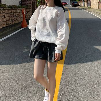 ພາກຮຽນ spring ແລະ summer ຂອງແມ່ຍິງເກົາຫຼີສີຂາວ linen ຄໍຮອບ pullover ເສື້ອທີເຊີດແຂນຍາວວ່າງເທິງເຢັນ blouse ປ້ອງກັນແສງແດດ c99