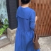 L55 Phụ nữ Hàn Quốc phong cách mới 2021 vải lanh retro văn học eo cao năm điểm tay áo mùa hè của phụ nữ mùa hè rộng và cao - Váy eo cao