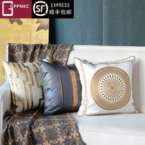 Sofa cuddle pillow European-style printed high-end light lavish waist pillow living-room leaning on pillow office waist back cushion headbed backrest cushion