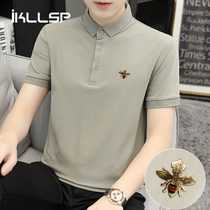 polo shirt male high-end light luxury goods small bee embroidery 2022 new summer pure cotton men turn short sleeves