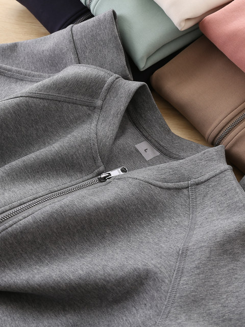 Classic Versatile Solid Color Space Cotton Stand Collar Casual Loose Cardigan Long Sleeve Zipper Sweatshirt Jacket for Women Spring New Style