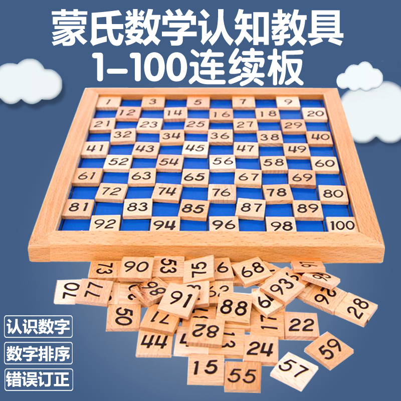 Monte Montessori infant child early lessons wisdom maths professional version teaching aids 1-100 continuous plate 100 plate