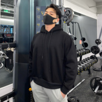 Wei Yi men's hat plus velvet padded long sleeve casual pullover loose running jacket autumn and winter fitness hoodie