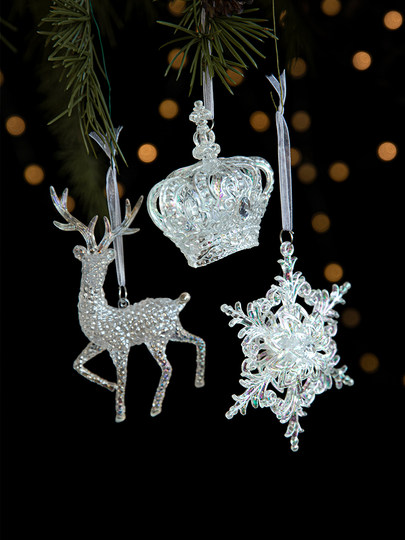 Christmas decorations Christmas tree colorful transparent crown wings hanging ornament snowflake acrylic DIY accessories