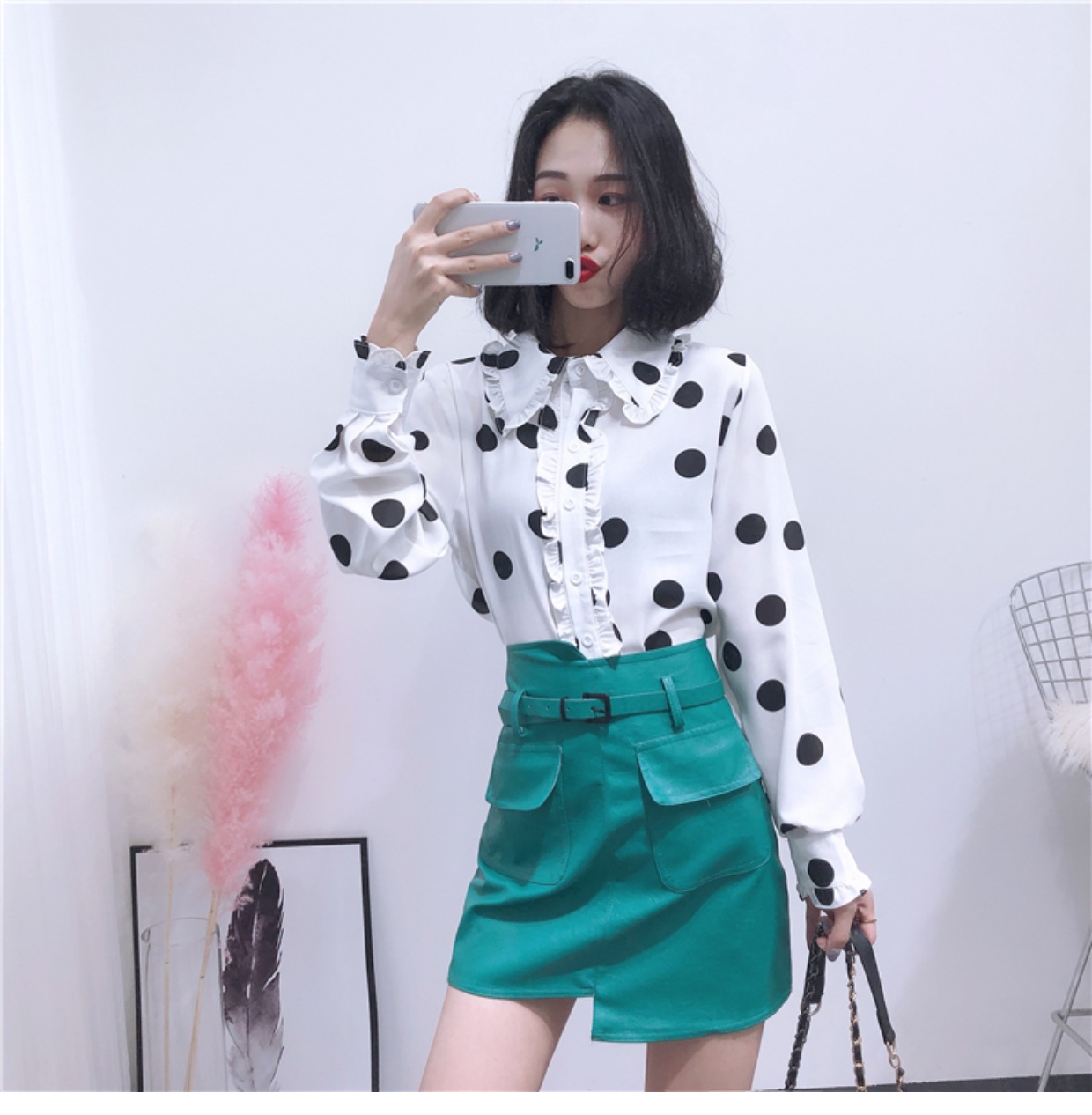 Hàn quốc phiên bản của cao bất thường eo nhỏ da váy nữ 2018 new Hồng Kông hương vị retro váy hoang dã Một từ chic váy chân váy xòe