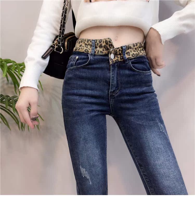 K phiên bản Hàn Quốc của quần skinny jeans sang trọng Quần skinny mỏng chân nữ 2018 cạp cao quần bút chì hoang dã quần jean ống rộng nữ